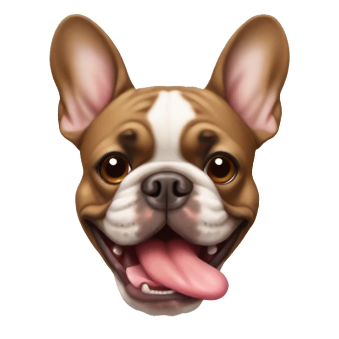 brown french bulldog with tongue out sticker
