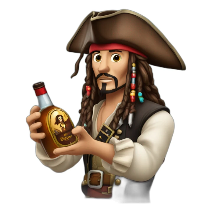 Captain Jack Sparrow and bottle of rum sticker