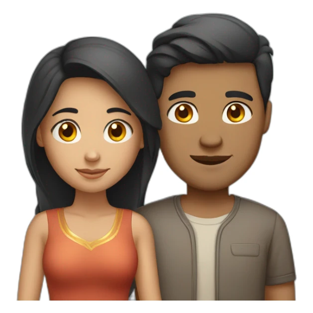 light skinned chinese man -dark skinned indian woman couple sticker