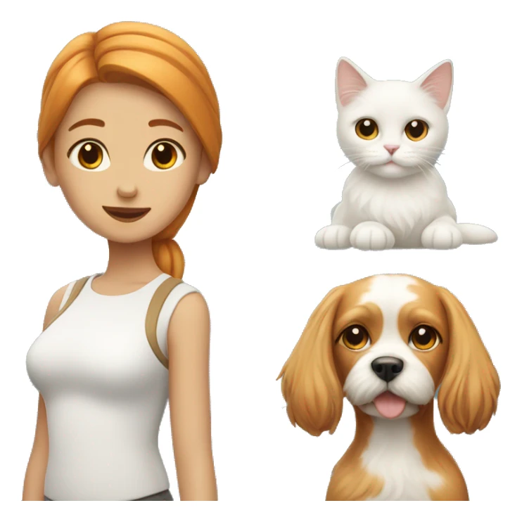A girl with Maltese dog with ginger cat side by side  sticker