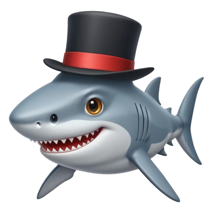 Shark with a top hat sticker