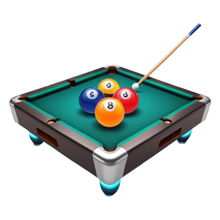 billiards , minimalistic transparent glass 3d neon glowing sticker