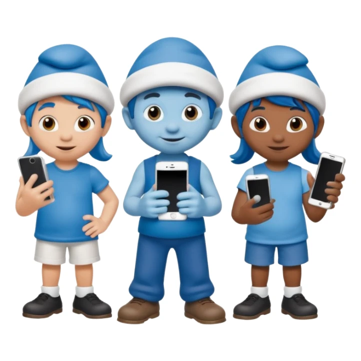 Smurf community with phones sticker
