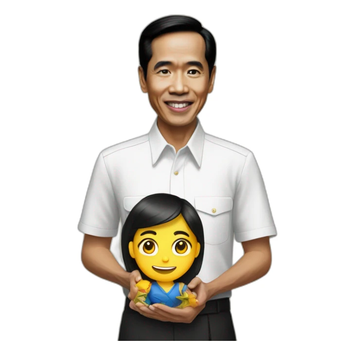 Jokowi holding idol girl sticker