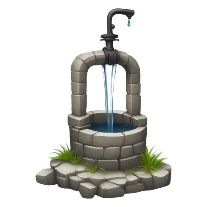 a water well made out of stone sticker