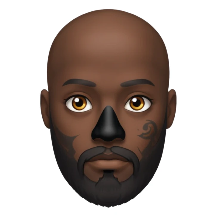 bald bearded man with black face tattoo sticker