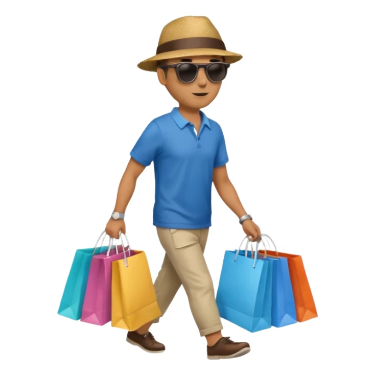 man walking with shopping bags sticker