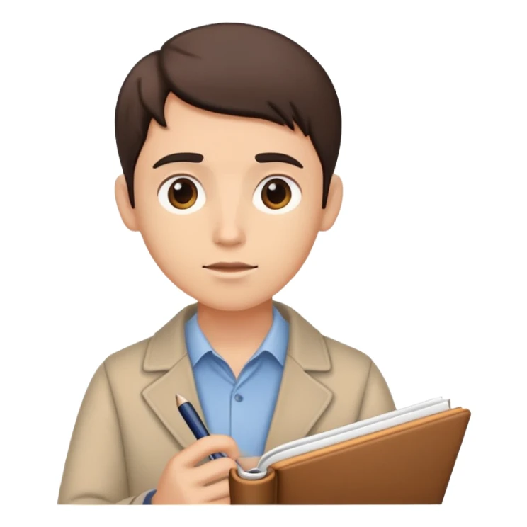 Person with attentive expression, notebook in hand, listening to lecture sticker