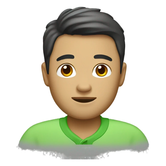 tan chinnese guy wearing apple green polo shirt sticker