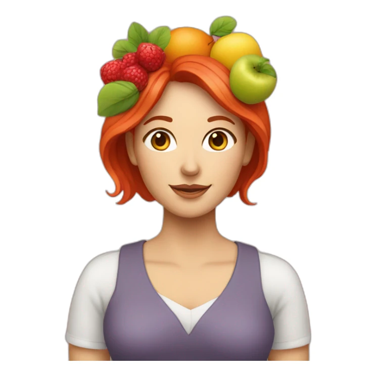 white-red-haired-woman-with-fruit-bouquet sticker