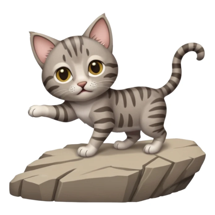 a cat holding another cat hand that fall under cliff sticker