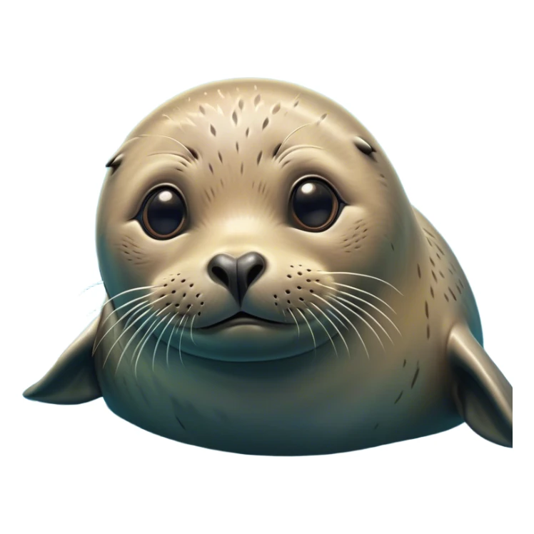 Cinematic Comical Seal Portrait Emoji, Head tilted dramatically with an exaggeratedly shocked expression, featuring a polished, streamlined body with wide, comically expressive eyes brimming with humorous disbelief, Simplified yet hilariously expressive features, highly detailed, glowing with a slightly sassy aquatic glow, high shine, dramatic yet playful, stylized with an air of quirky maritime attitude, soft glowing outline, capturing the essence of a meme-worthy seal that appears ready to side-eye its way into viral fame! sticker