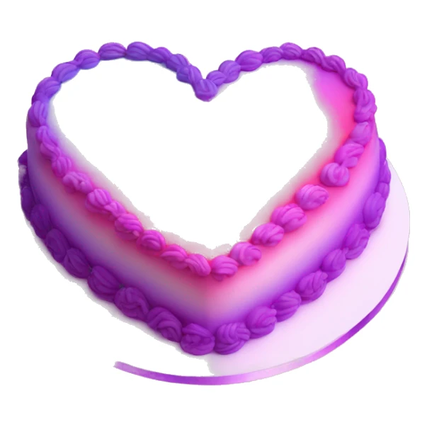 Iridescent gradient hue heart shaped cake with piping sticker