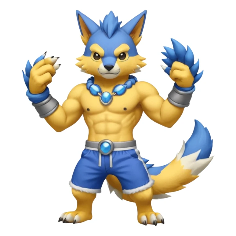 Zeraora-Renamon-Stitch- Lombax-Weregarurumon-fusion-creature (full body sticker