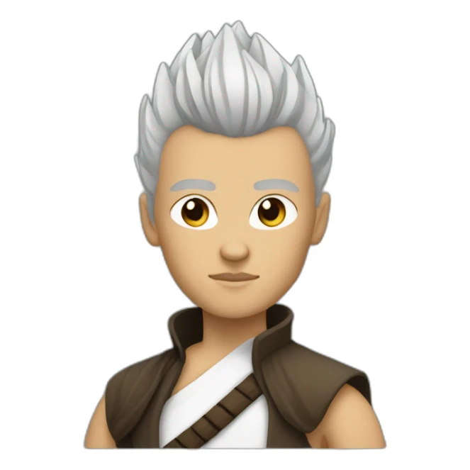 Jedi Half body white skin black hair Mohawk style sticker