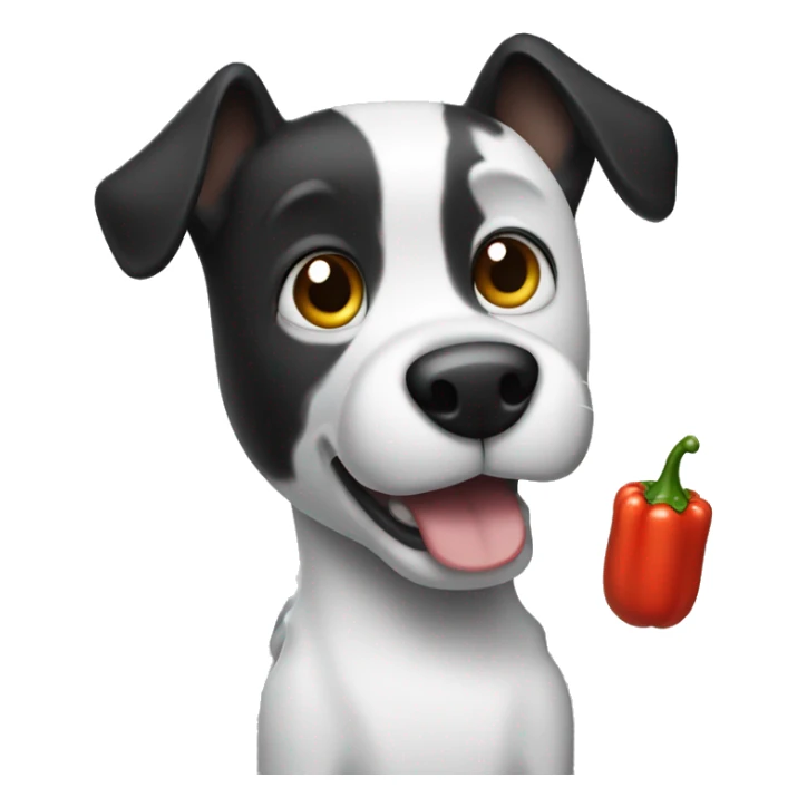 Black and White Dog holding a pepper shaker sticker