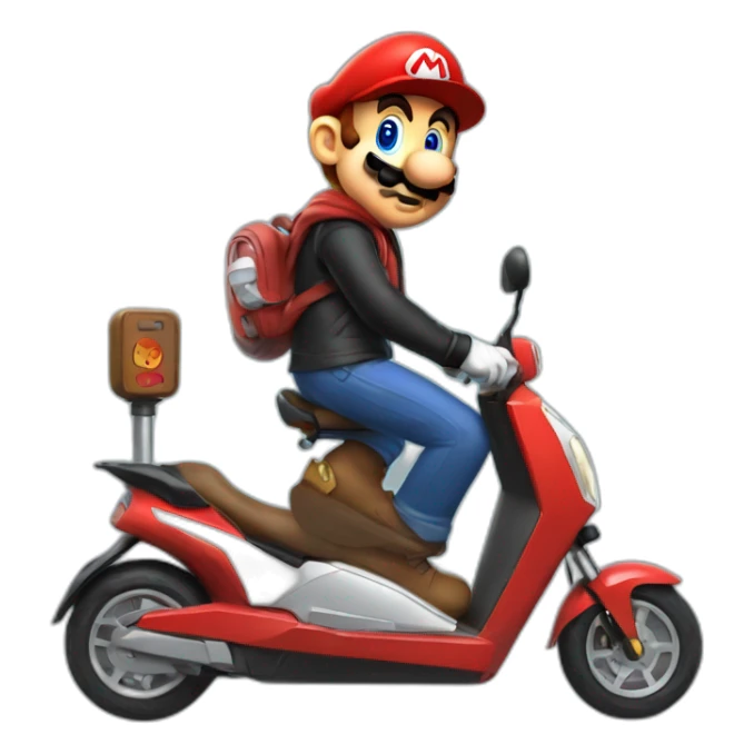 Mario bross in hoodie on an electric scooter sticker