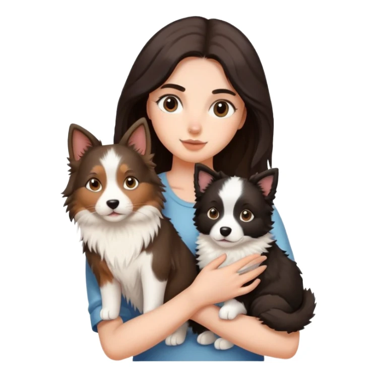 Girl holding a cat and a Border collie dog sticker