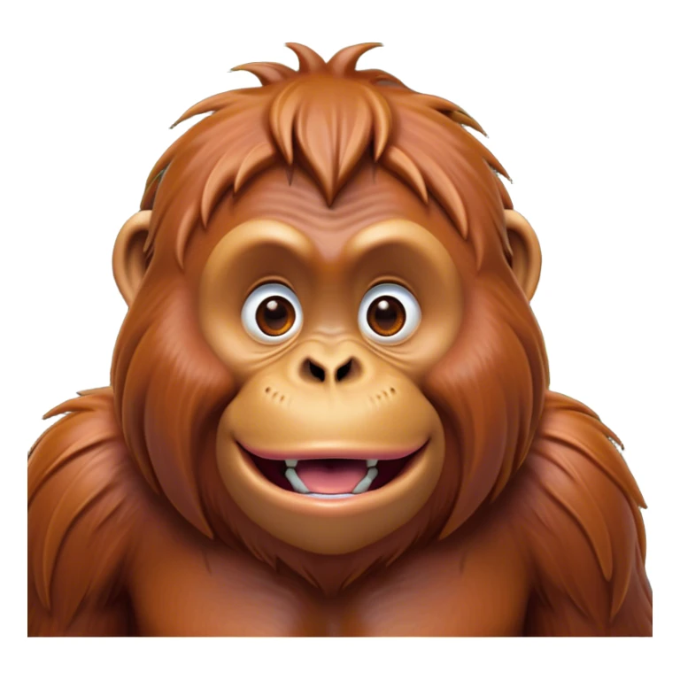 Cinematic Comical Orangutan Portrait Emoji, Head tilted dramatically with an exaggeratedly shocked expression, featuring a robust, animated face with wide, comically expressive eyes full of humorous disbelief, Simplified yet hilariously expressive features, highly detailed, glowing with a slightly sassy glow, high shine, dramatic yet playful, stylized with an air of quirky jungle attitude, soft glowing outline, capturing the essence of a meme-worthy orangutan that looks ready to side-eye its way into viral fame! sticker