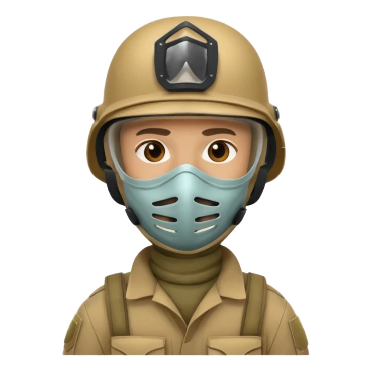 soldier with helmet and wearing mask sticker