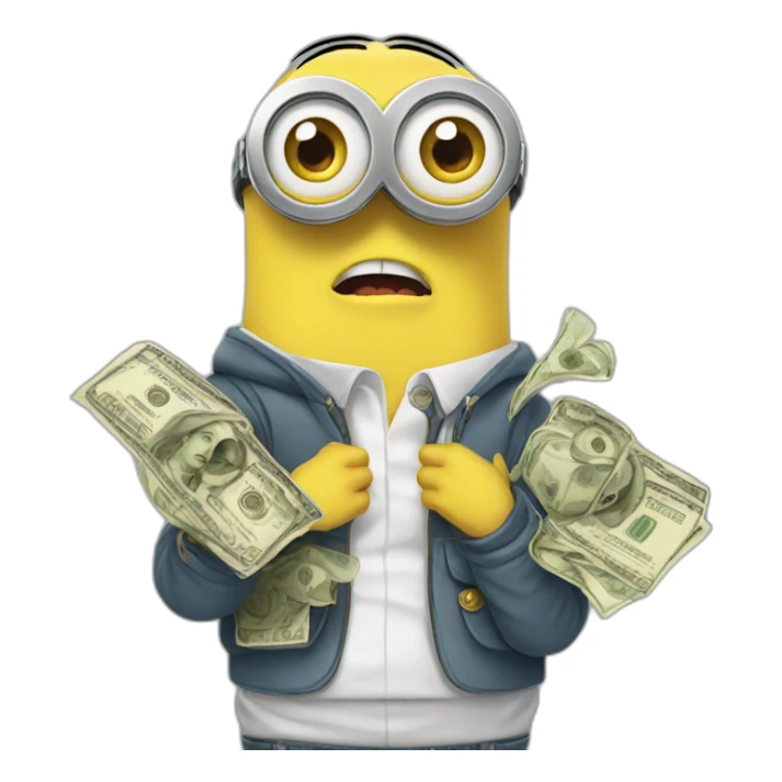 minions with money, wearing gold watches sticker