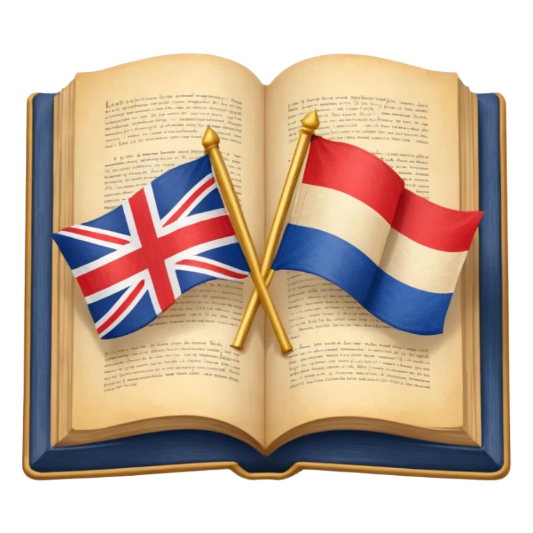 open book with two flags (например UK и France) above it sticker