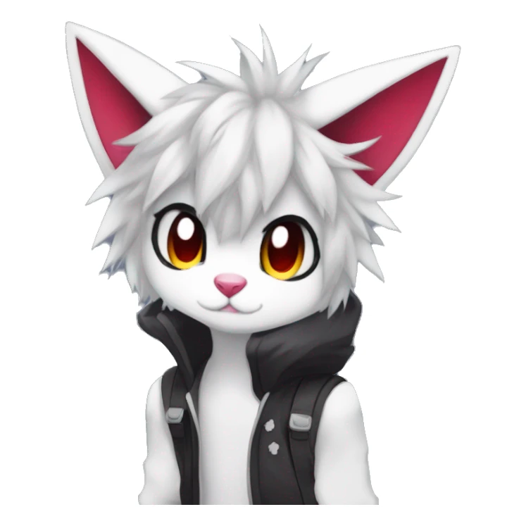 Anthro Dark Beautiful Colorful Shiny Edgy Cool Shy Grumpy FurSona Feline-Zangoose-Fakemon Emo Hair Vtuber Model sticker