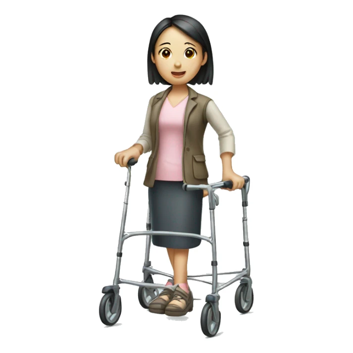 chinese girl with a zimmer frame sticker