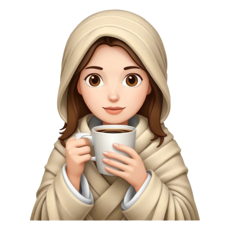 woman holding coffee cup with a blanket round her sticker