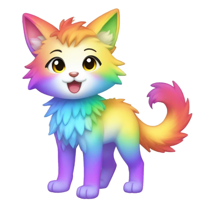 Anthro sparkle-rainbow-gradient-shiny-Chibi-style-Fur-Sona-Fakémon Full Body sticker