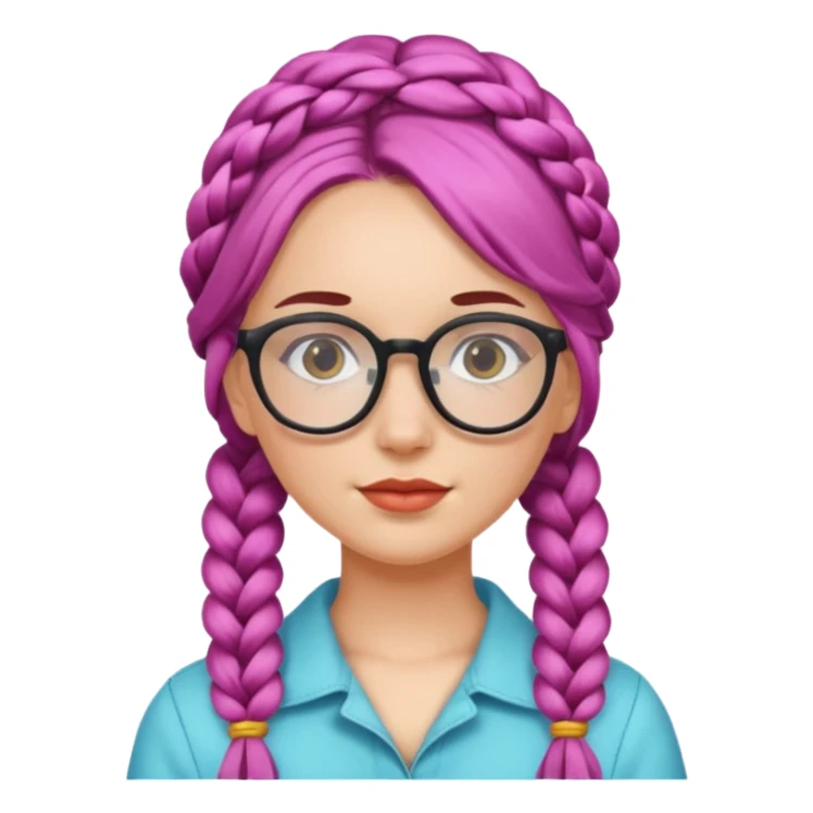 colored braided hair girl with glasses sticker