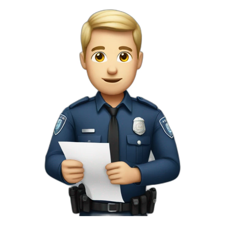 a police man holding the letter A sticker