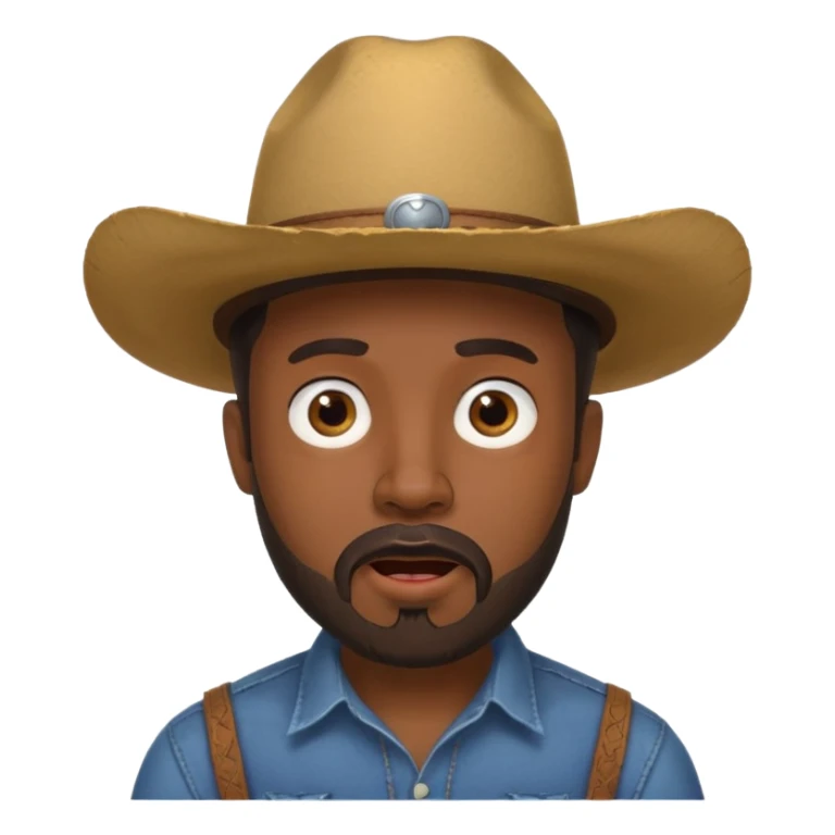 Black male, goatee beard, cowboy hat, surprised or shocked facial expression sticker