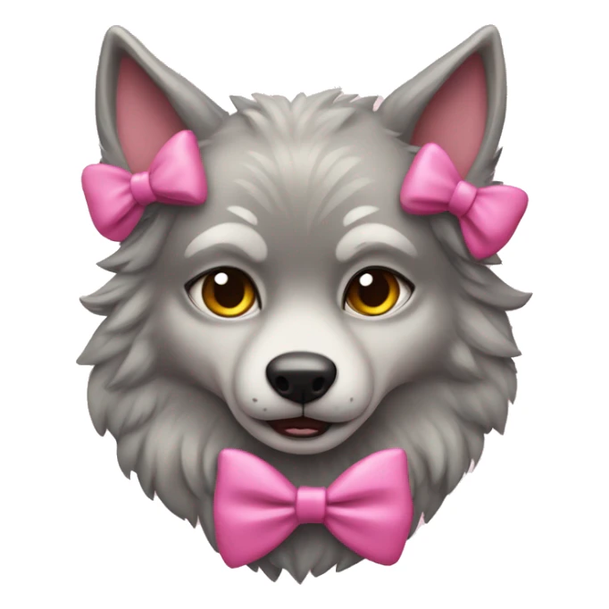 Wolf wearing a cat coustome wearing a pink bow sticker