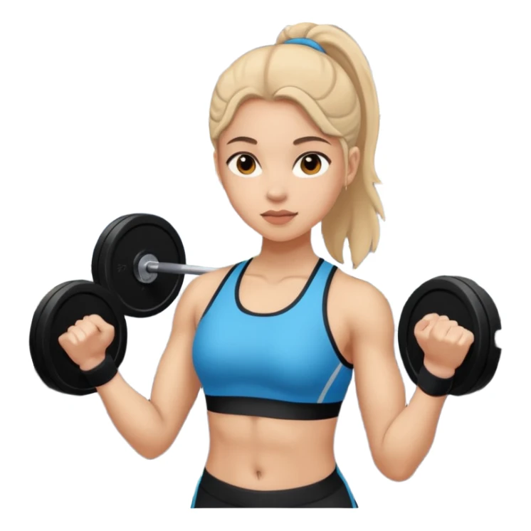 girl sport gym training, light skin tone sticker