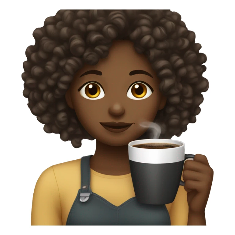 black girl drinking coffee with curly hair  sticker
