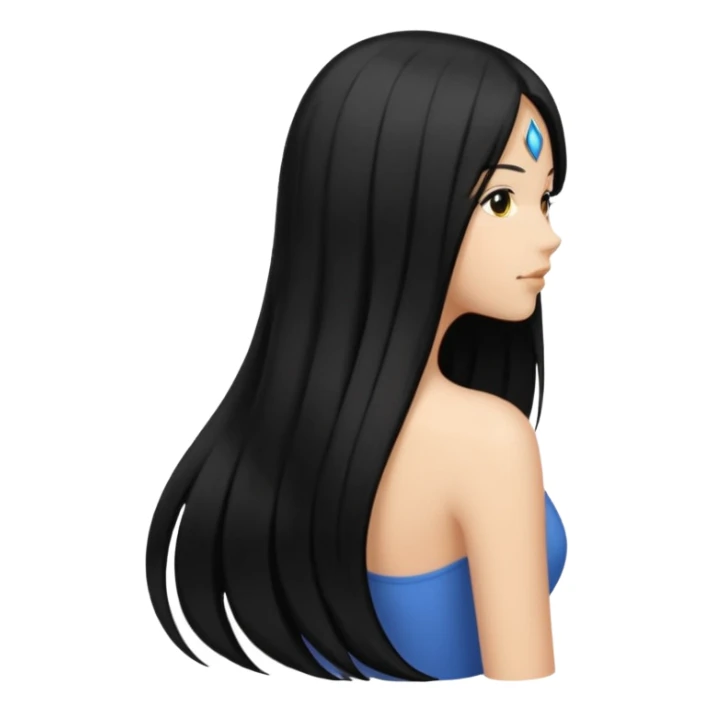 back view of long black hair sticker