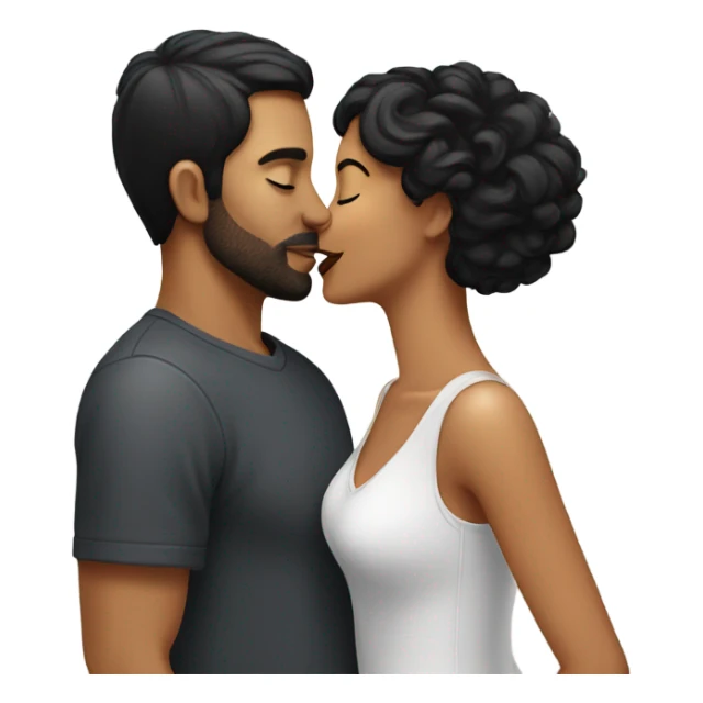 I have black hair, so does my girlfriend and we kiss.
 sticker