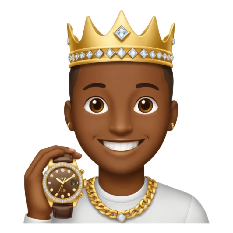 iPhone style emoji showing off his diamond encrusted grill and watch sticker
