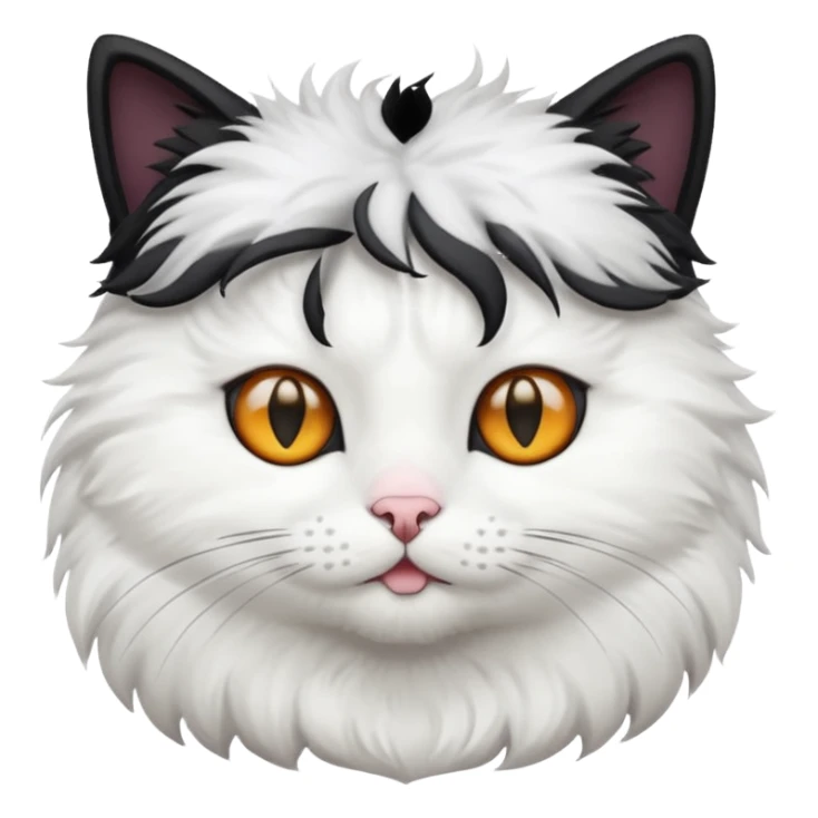 white cat with centre-part black toupee on the head sticker