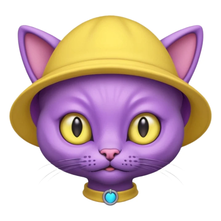 purple alien cat with no fur and yellow hat sticker