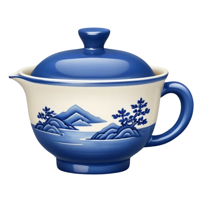 blue chinese gaiwan without handles sticker