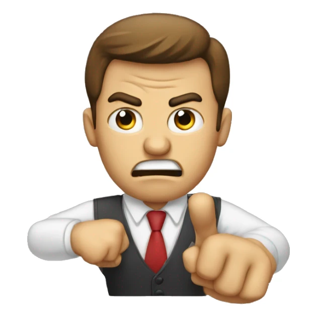 angry buisnessman who is pointing fingers sticker