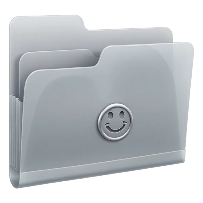 A **simple emoji-style icon** of a **frosted light-gray plastic folder** with **rounded corners**, **elastic string and button closure**, slightly translucent, clean front, subtle shading, and a **small tax/forms symbol in one corner.
 sticker