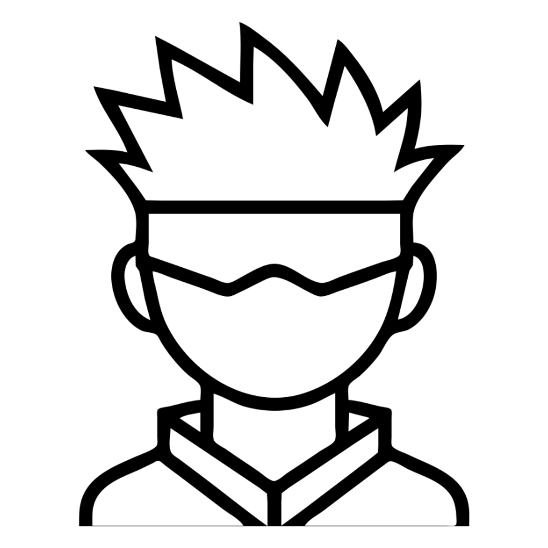 Gojo Satoru as an icon, abstracted, geometric shapes, recognizable hair and blindfold sticker