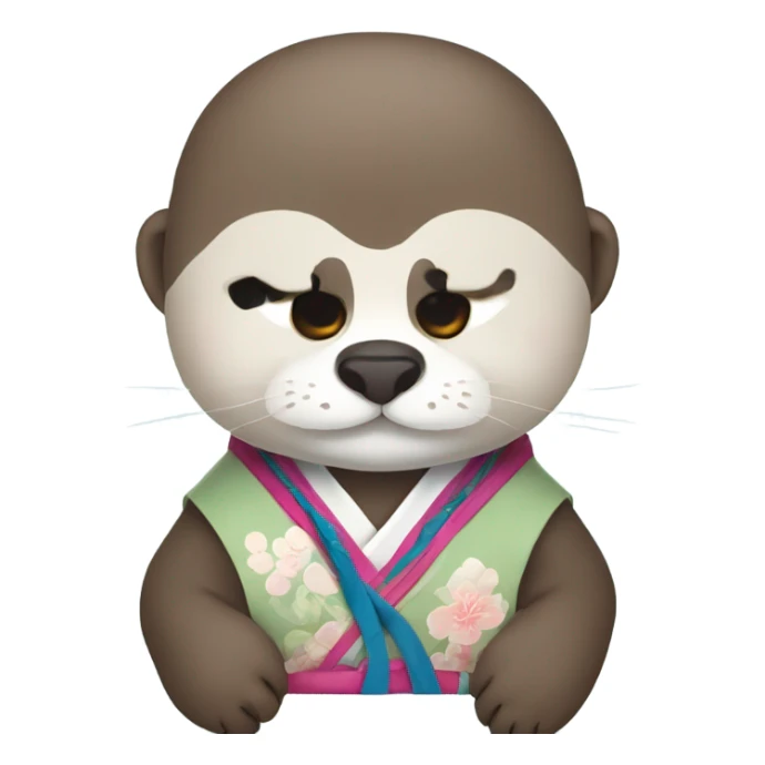 a otter face wearing traditional korean hanbok sticker