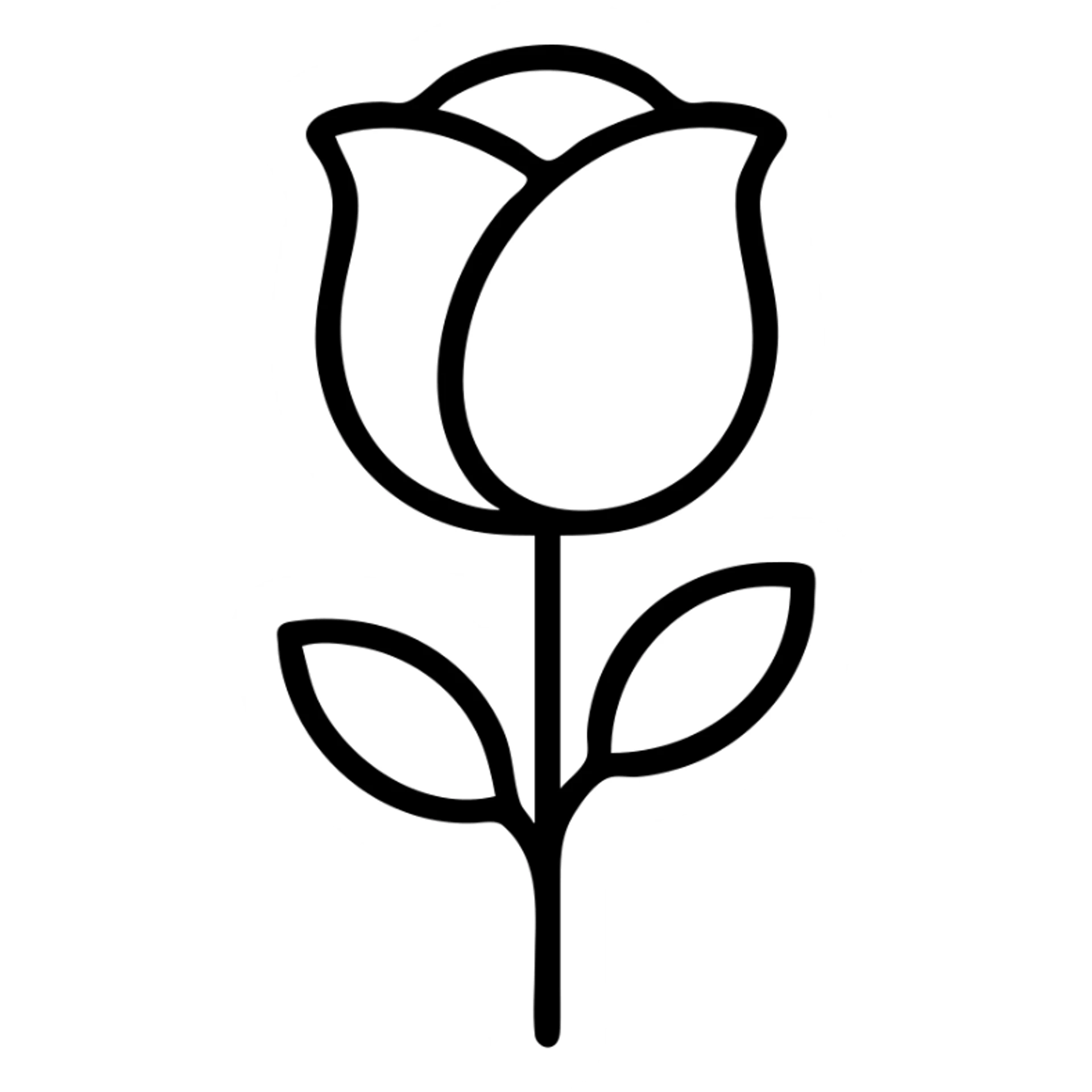 black rose, outlined icon style, no fill, minimal and elegant sticker