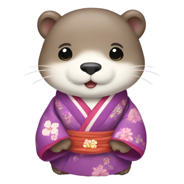 A cute otter wearing traditional Korean hanbok for Korean holidays, visible only up to its neck. sticker