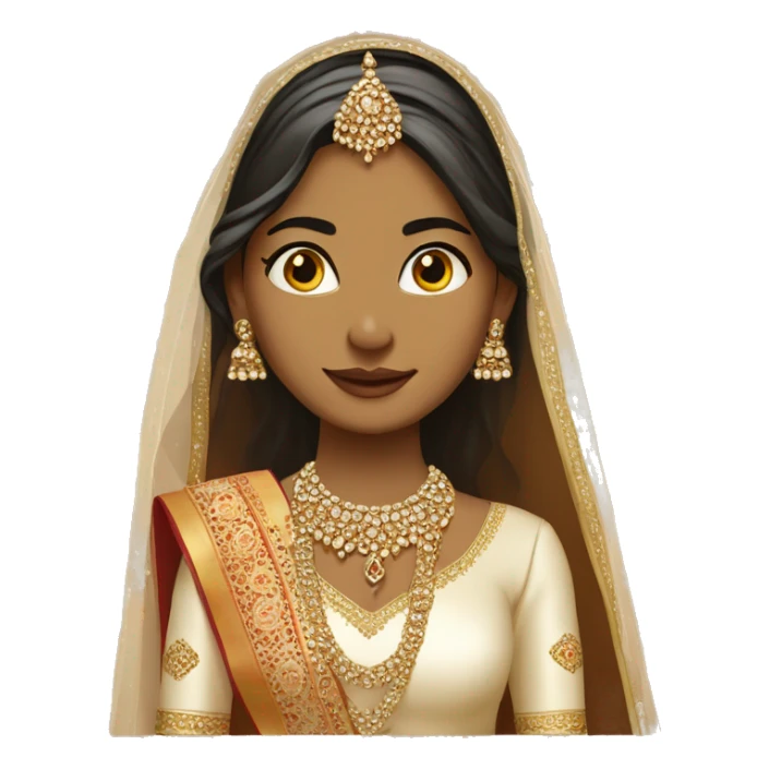 Wedding bride in indian lehenga face color cream, full  sticker