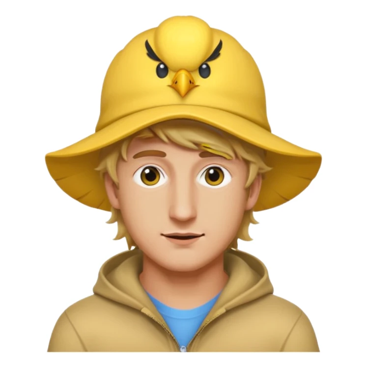 logan paul emoji, with a yellow Maverick bird hat sticker
